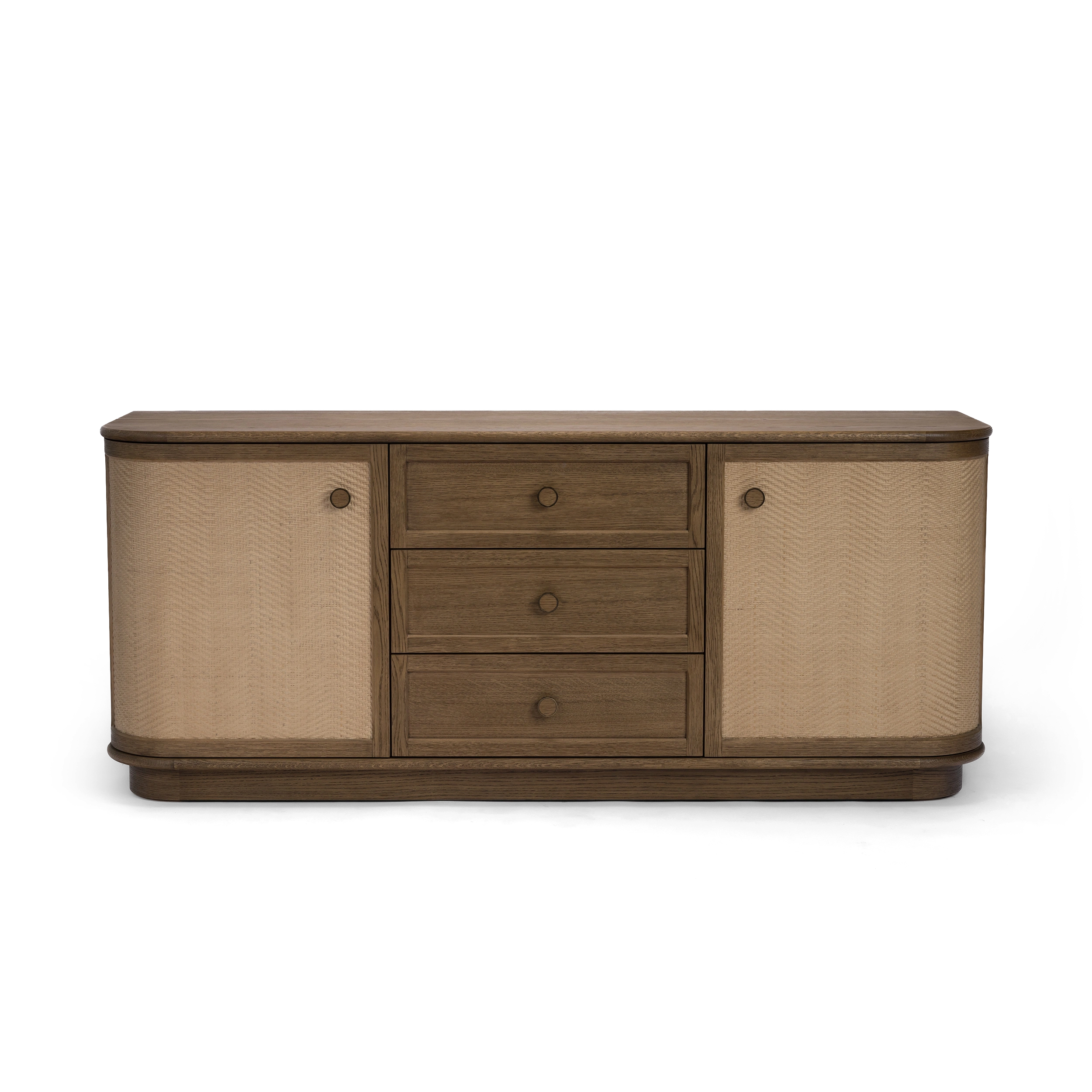 Bastian 71” Weathered Oak & Rattan Sideboard