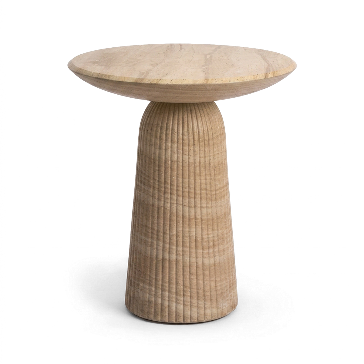 A modern concrete counter-height bar table with a fluted pedestal base, shown on a clean background.