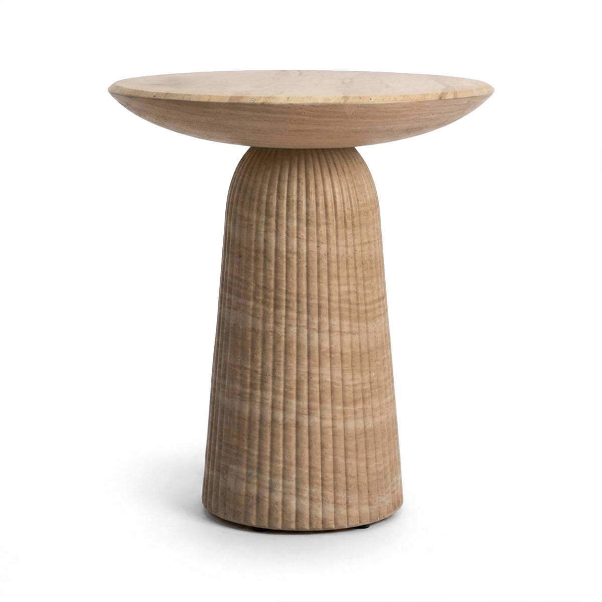 A modern concrete counter-height bar table with a fluted pedestal base, shown on a clean white background.