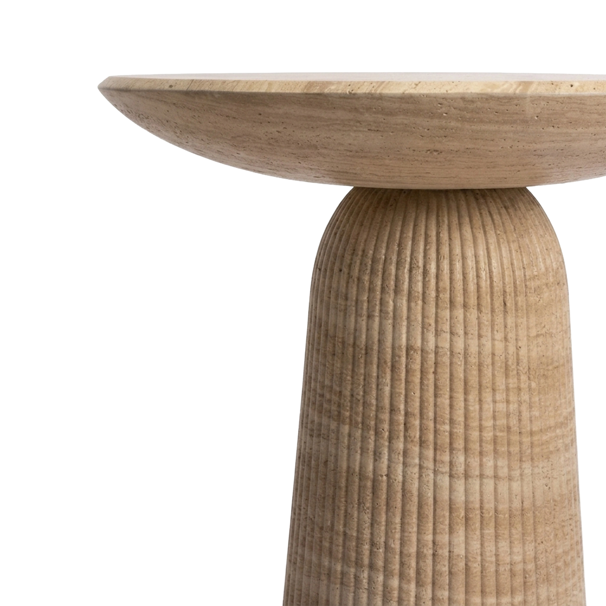 A modern concrete counter-height bar table with a fluted pedestal base, shown on a clean background.
