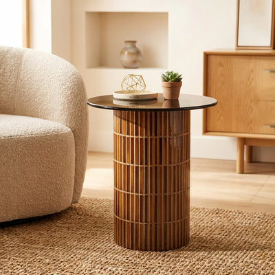 Cerra Smoked Glass End Table