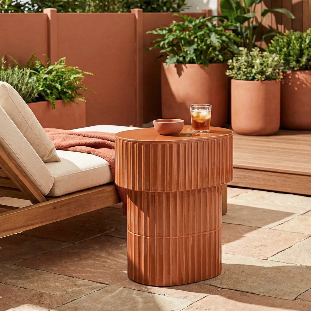 Hackney Brown Ceramic End Table