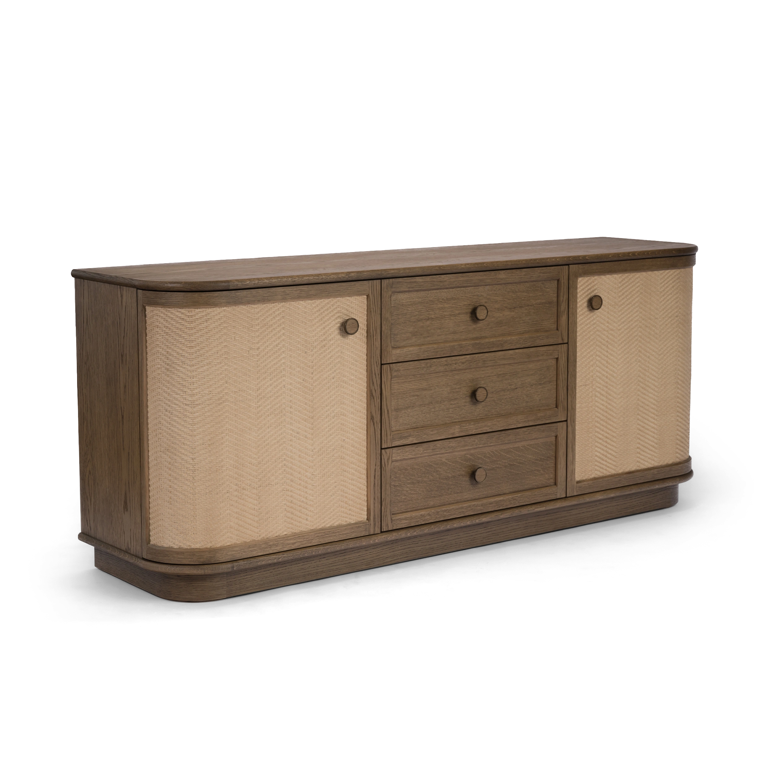 Bastian 71” Weathered Oak & Rattan Sideboard