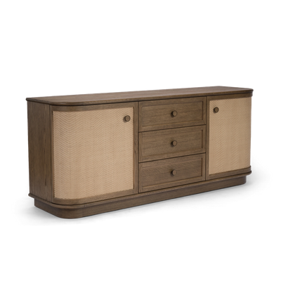 Bastian 71” Weathered Oak & Rattan Sideboard