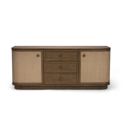 Bastian 71” Weathered Oak & Rattan Sideboard