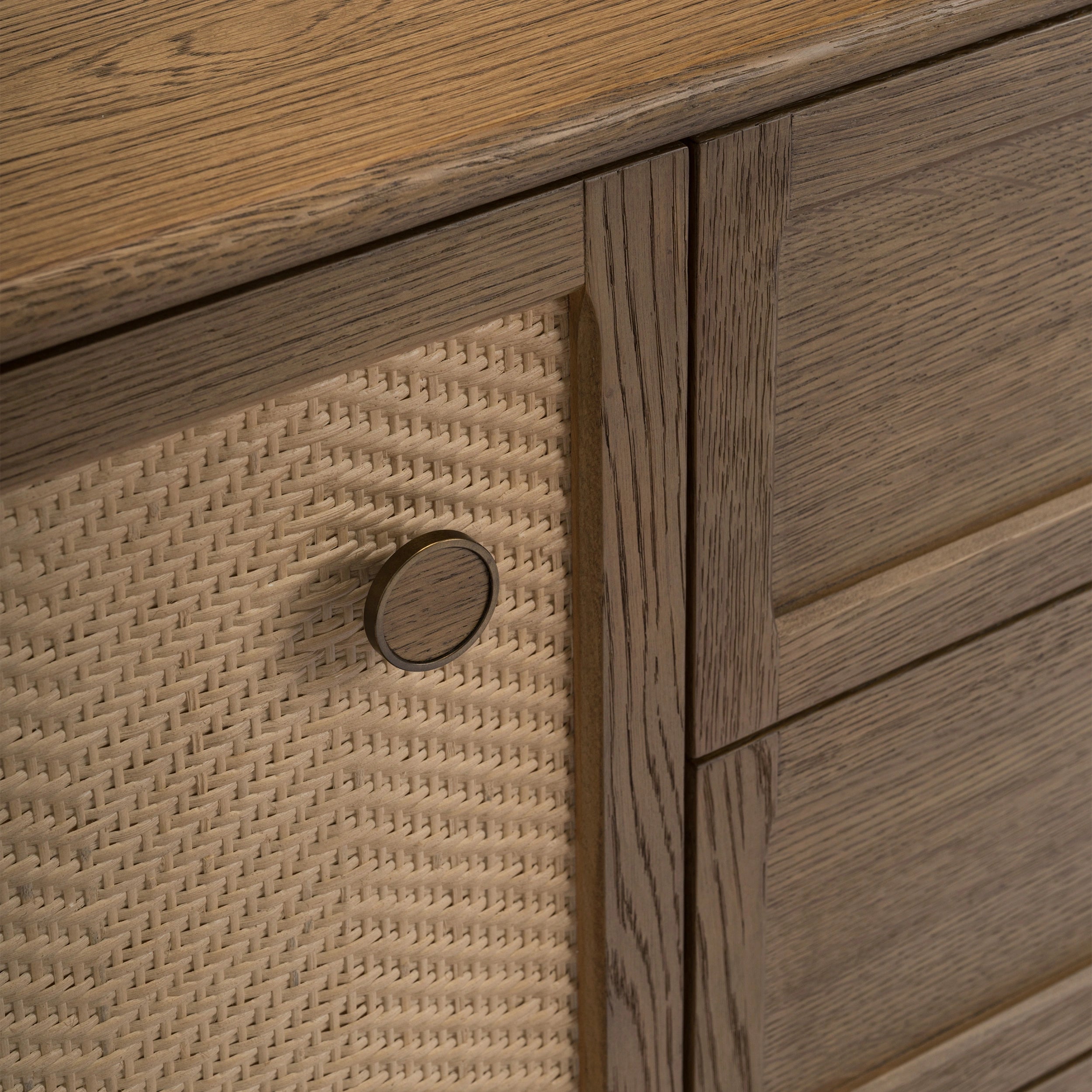 Bastian 71” Weathered Oak & Rattan Sideboard