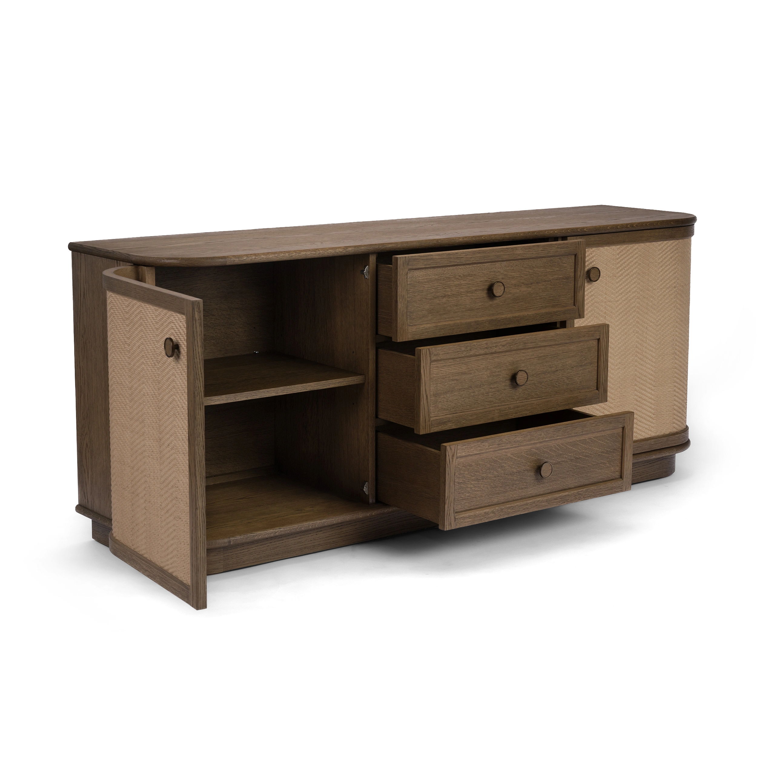 Bastian 71” Weathered Oak & Rattan Sideboard