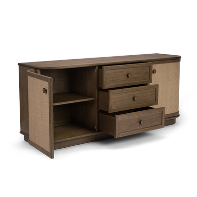 Bastian 71” Weathered Oak & Rattan Sideboard