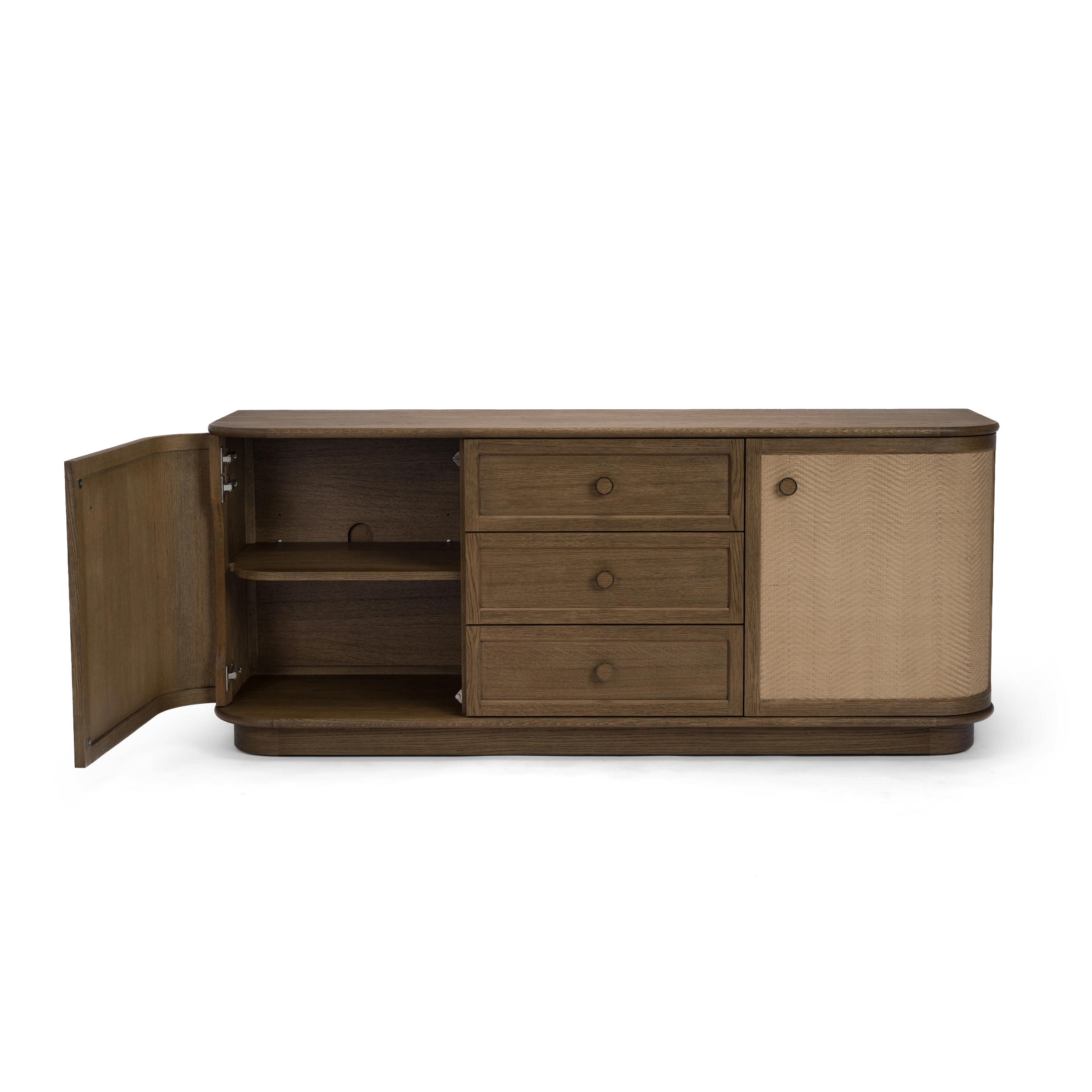 Bastian 71” Weathered Oak & Rattan Sideboard