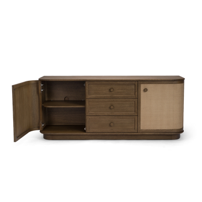 Bastian 71” Weathered Oak & Rattan Sideboard
