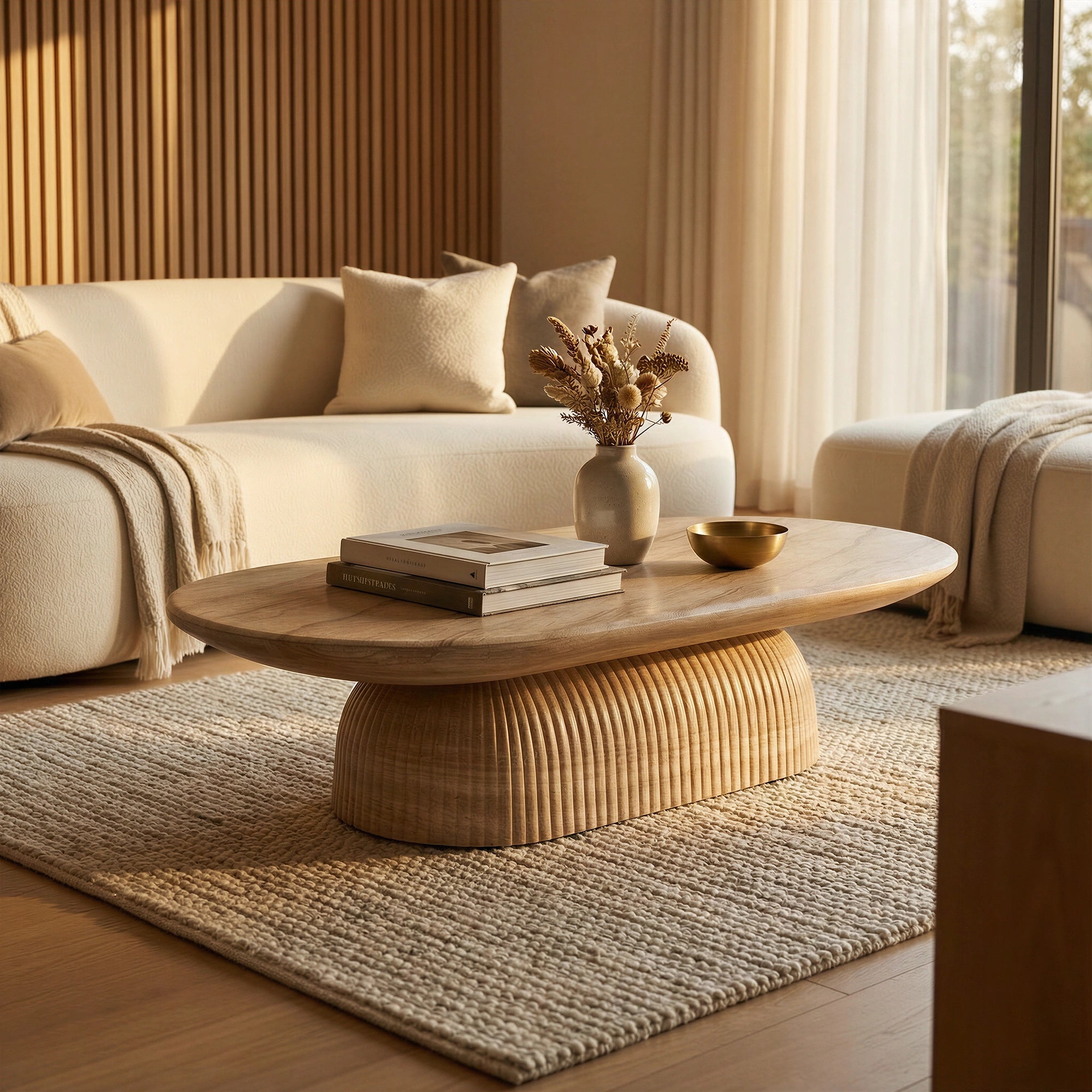 Maddox Pill Coffee Table #finish_faux-travertine