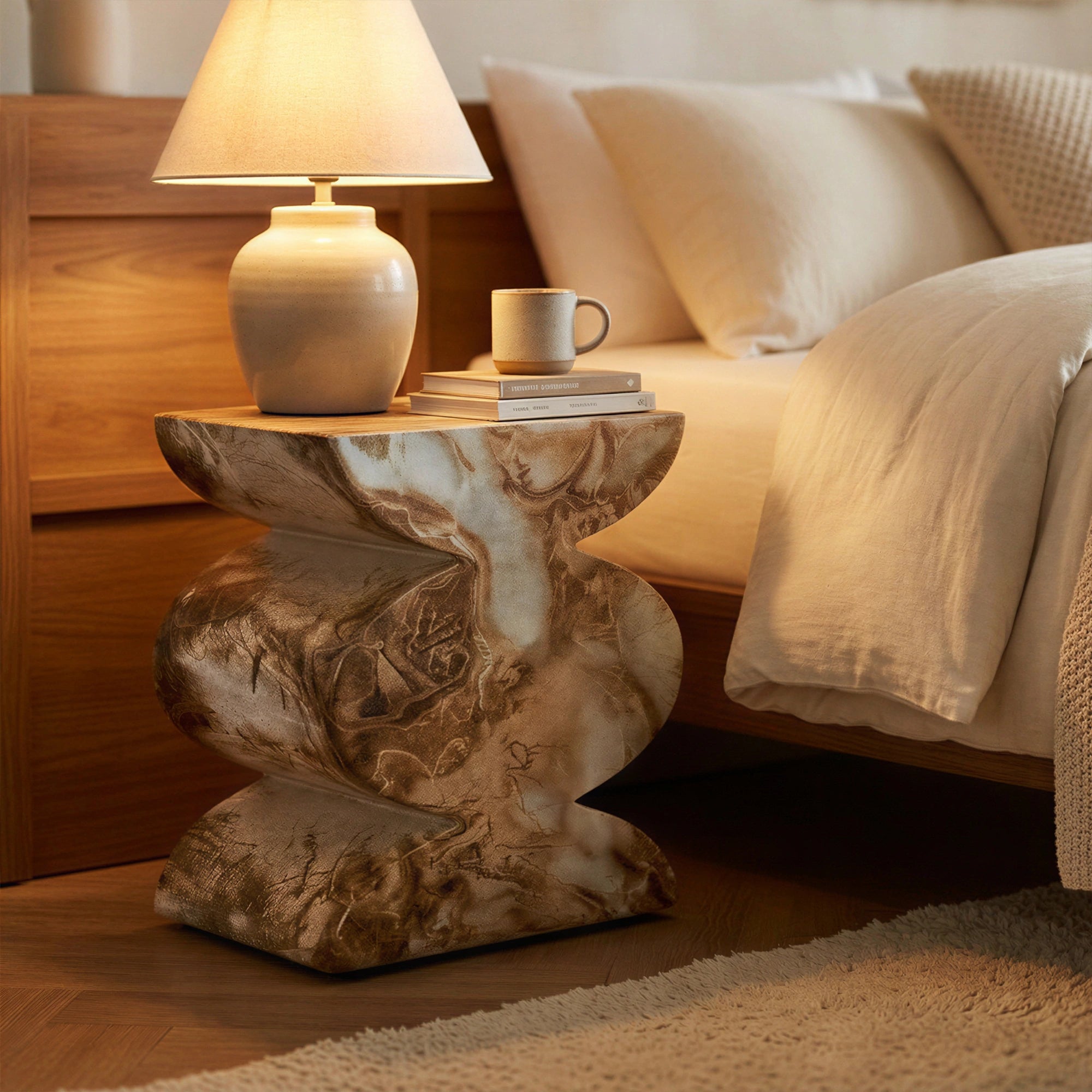 Trudi Side Table #finish_faux-onyx-brown-marble
