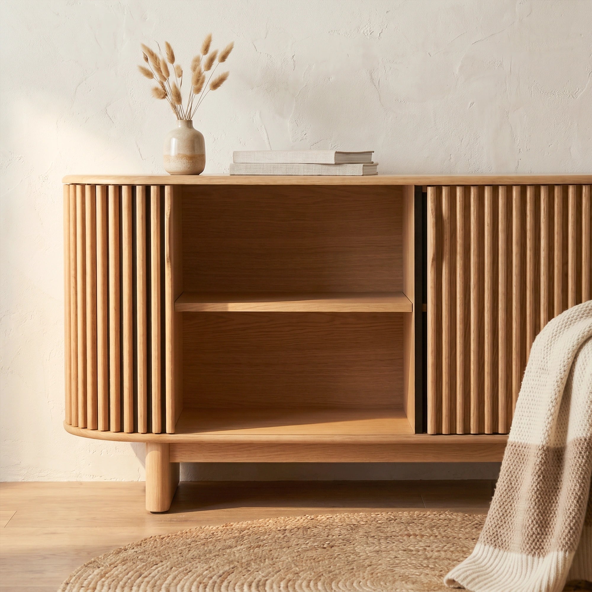 Mirren 63" Oak Slatted Sideboard
